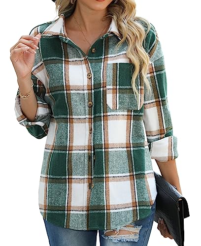 QIXING Womens Corduroy Button Down Shirt Casual Oversized Long Sleeve Blouses Tops2