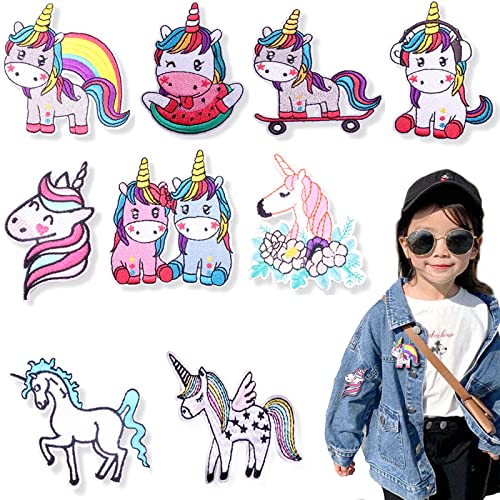 9 Piezas Unicorn Iron-on Patches, Niños Iron-on Patches, Parches Unicornio Ropa, para DIY Ropa...