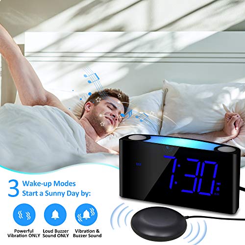 Extra Loud Vibrating Alarm Clock With Bed Shaker,Digital Bedroom Clock For Heavy Sleepers,Deaf Hearing Impaired Senior, 7 Night Light, Large Led Display,Dimmer, 2 Usb Charger,12/24H,6.46׳.39ױ.93 In #TOP1