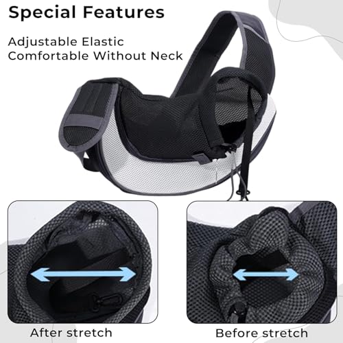 Image of Kraptick Pet Sling Carrier, Pet Carrier Bag for Shitzu Puppy, Cat, Rabbit with Comfortable Adjustable Pouch Single Shoulder Carry Tote Handbag for Pets (Large, Black & White)