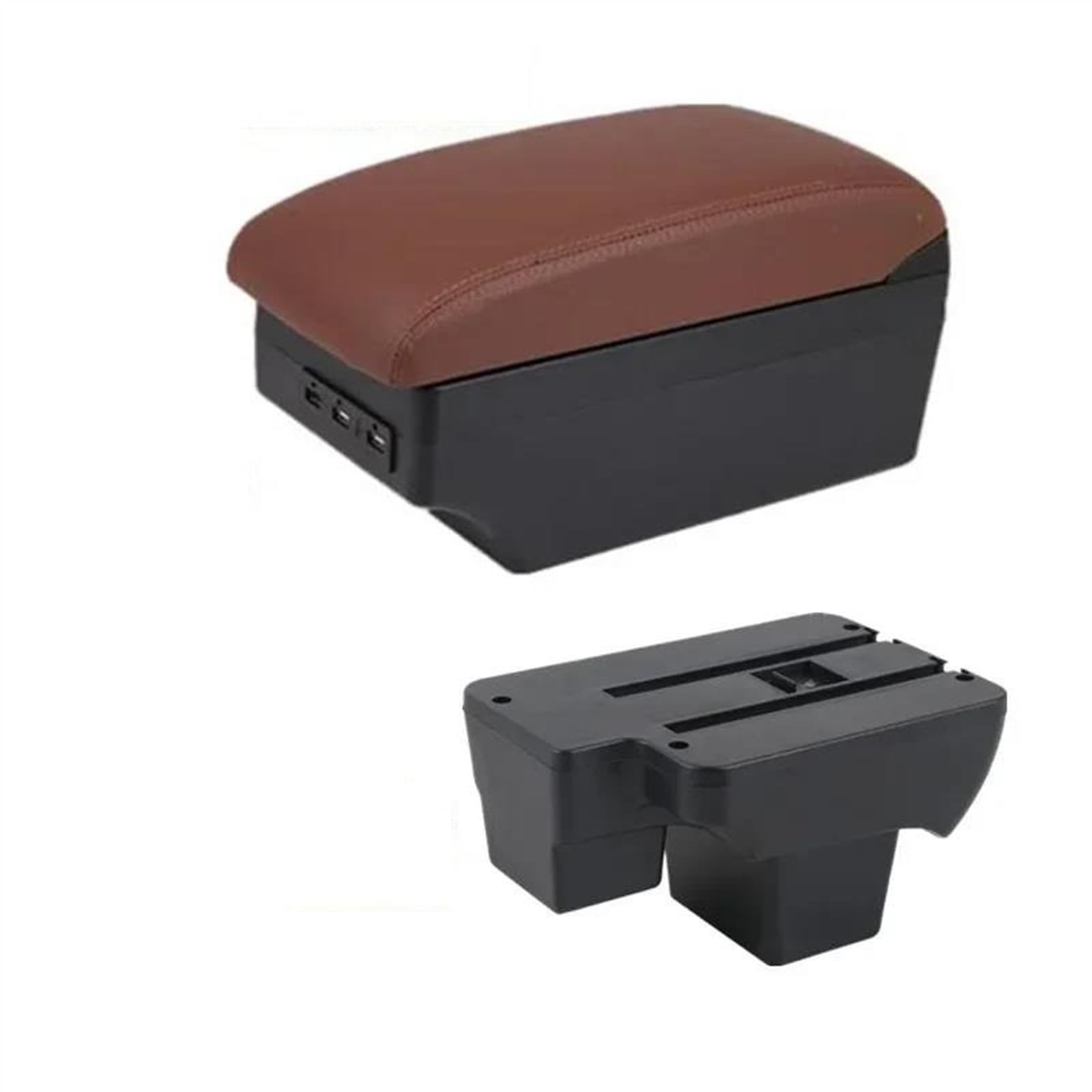 Ysdsls C Brown 7Usb Car Armrest Special Storage Box Modification Parts For Virtus For Polo 2019 2020 2021 2022 2023 2024