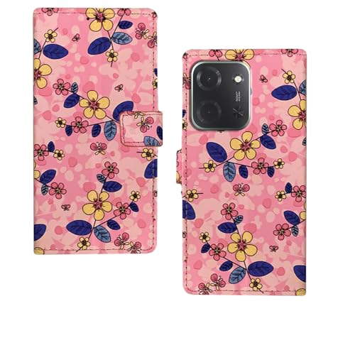 Image of amazon basics Poco C85 5G Flip Cover | Card Pockets Wallet & Stand | Flip Cover for Poco C85 5G (Pink Flower)