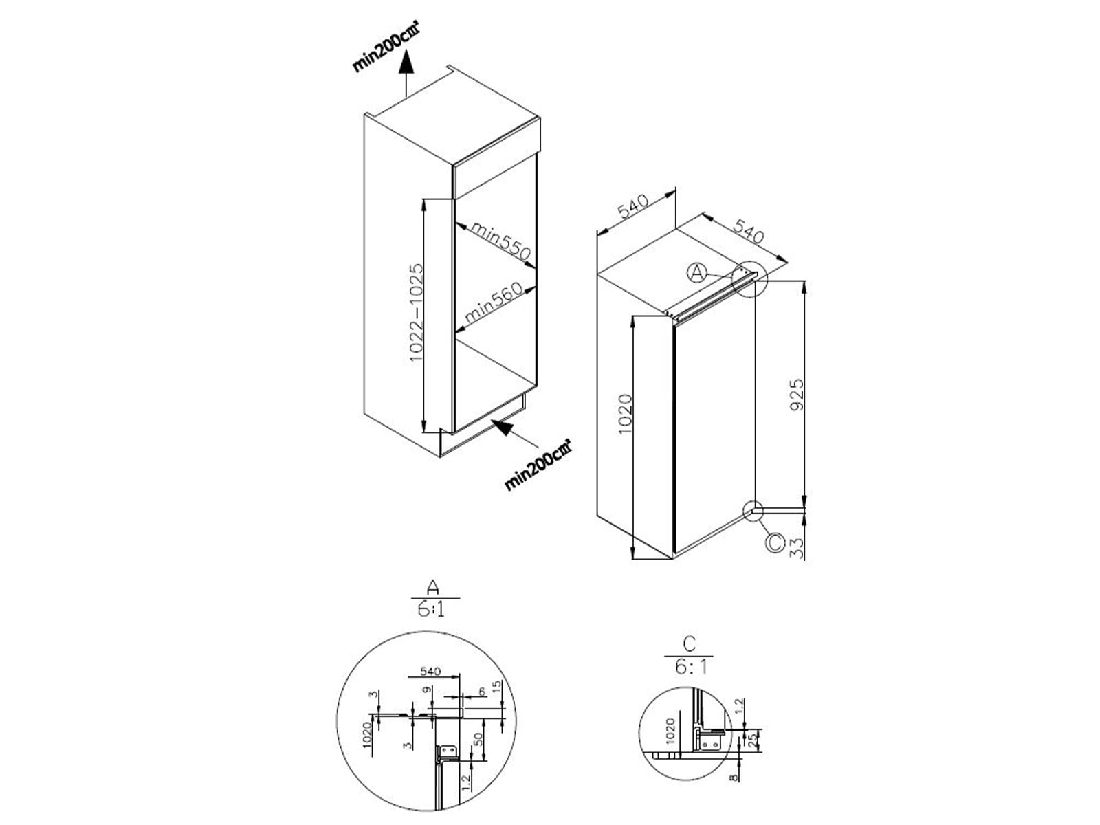 Amica 9EVKSS 351 216 Einbaukühlschrank