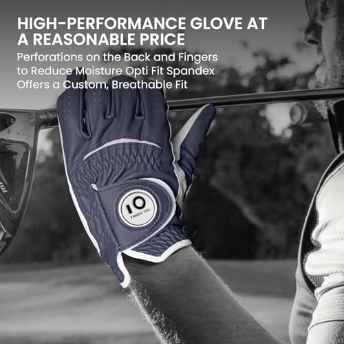 FINGER TEN Colorful Golf Gloves Men with Ball Marker 1 Pack, Stylish Gloves with Premium Durable Design, All Weather Grip Fit Size Small Medium ML Large XL (Dark Blue-1 Pack, Large, Right) by FINGER TEN - Image 4