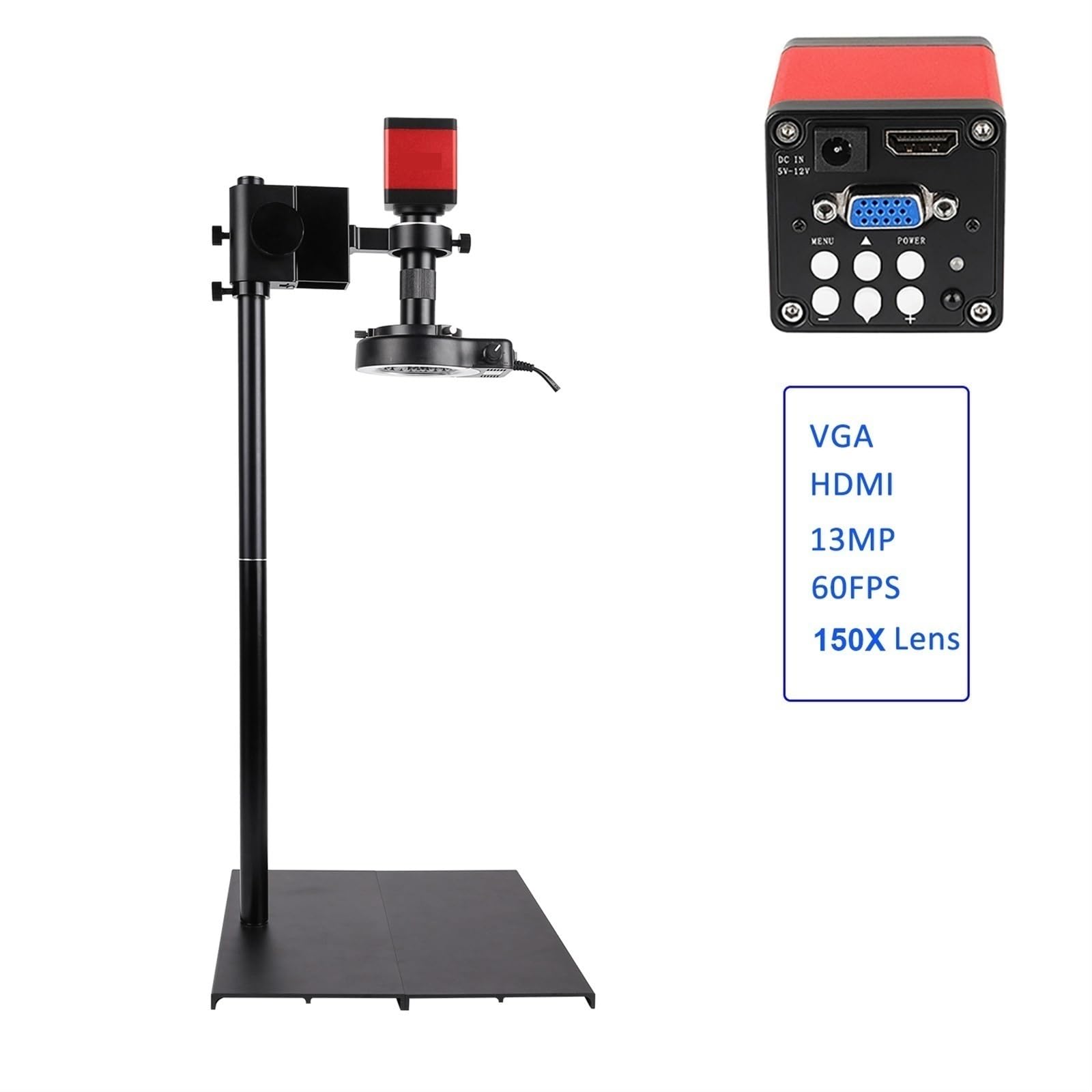 Videomicroscopio Hdmi USB/Vga Microscopio Industriale Telecamera Obiettivo C Ingrandimento per Acquisizione di Immagini Digitali,HDMI VGA-150X