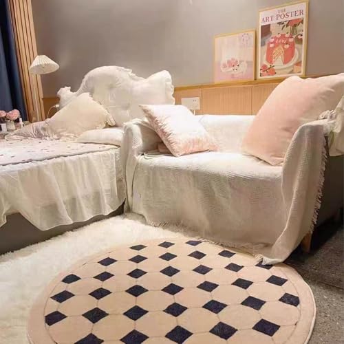 Tapis rond lavable avec envers antidérapant pour table basse