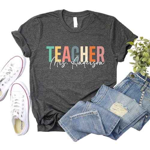 Custom Teacher Shirts Teacher Shirt Personalized Teacher Appreciation Gifts for Women and Men Back to School Tshirts Teacher Gift for Elementary Teacher Tees Multicolor
