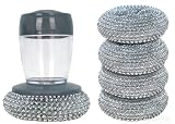 INNOVATIVE DESIGN: Press-type automatic soap dispensing dish brush features a built-in liquid storage handle that dispenses detergent with a simple press, eliminating the need for separate soap bottles during dishwashing REPLACEABLE SCRUBBER HEADS: I...