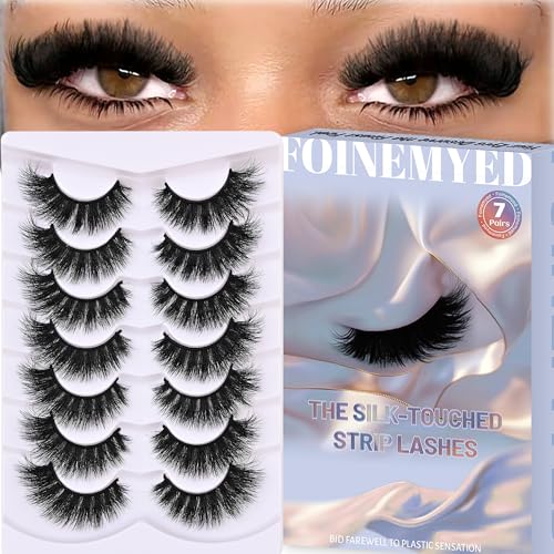 Faux Mink Lashes Thick Lashes 200D Volume Strip Lashes Cat Eye 18...