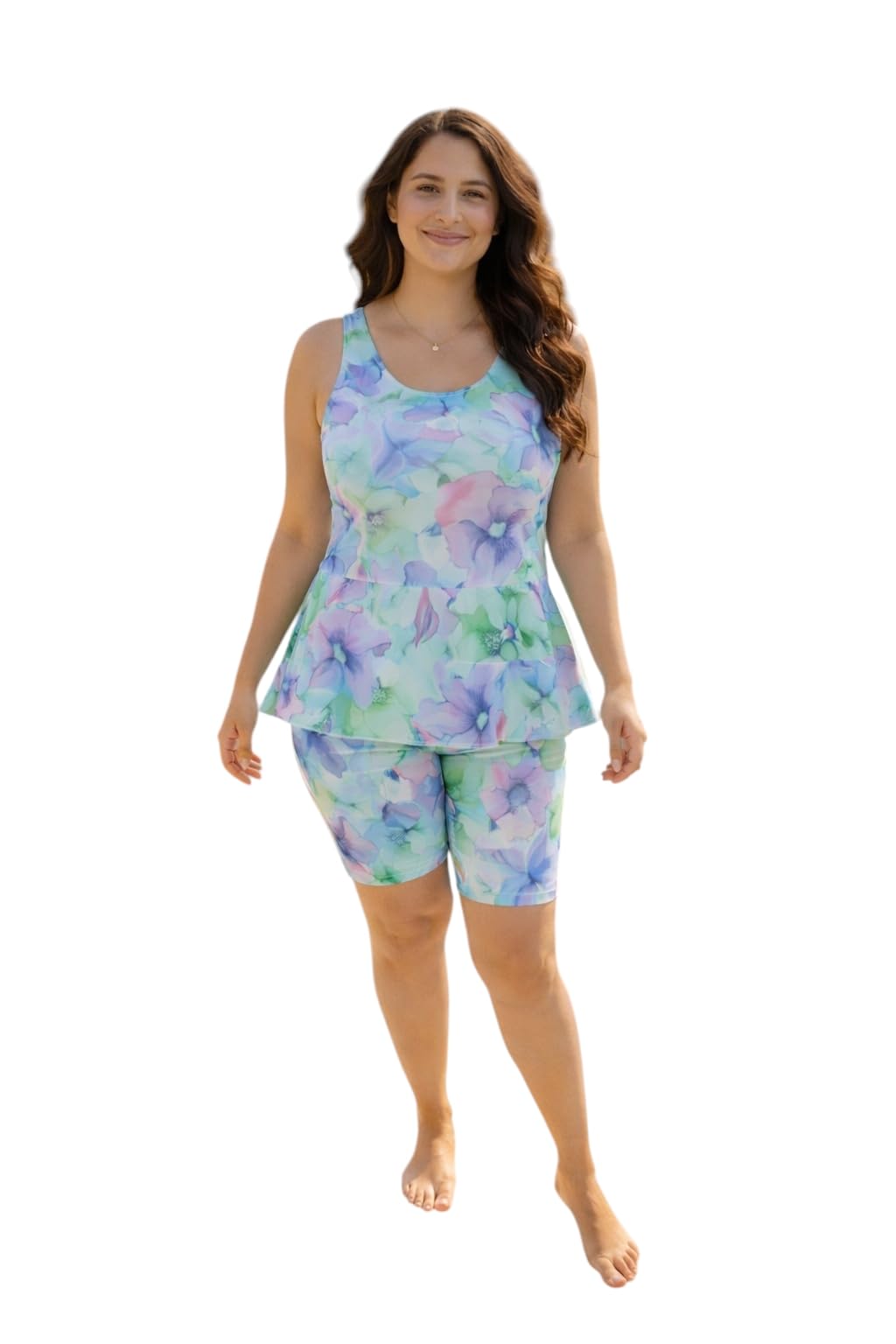 aarika Womens Sports Wear Cream-Blue Colour Printed Nylon Swim Suit-picture-27