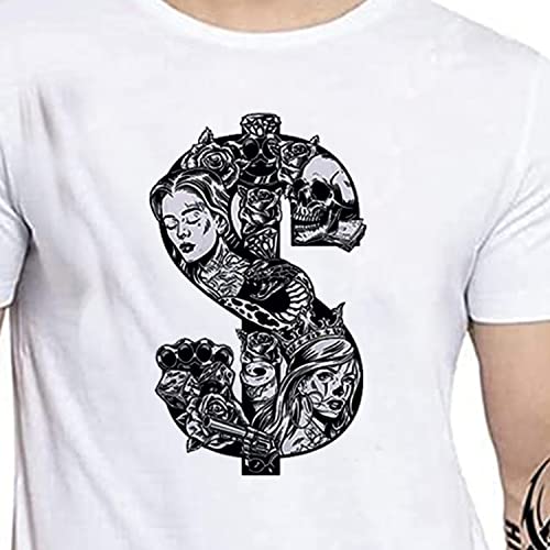 Image of THE NXT GEN Dollar Printed Short Sleeve Unisex Oversized T Shirt Casual Wear Round Neck White