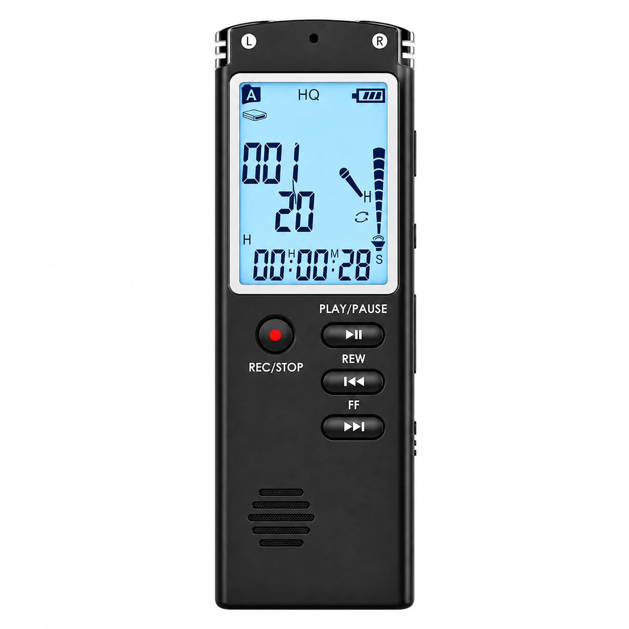 techdash 32gb digital voice recorder with mp3 player, voice activation, telephone recording, 13 hours battery life, microphone, for meetings, lectures & interviews