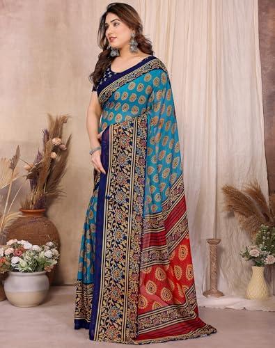Image of Yashika Women's Georgette Saree with Blouse Piece for Traditional Ethinic Wear Sari