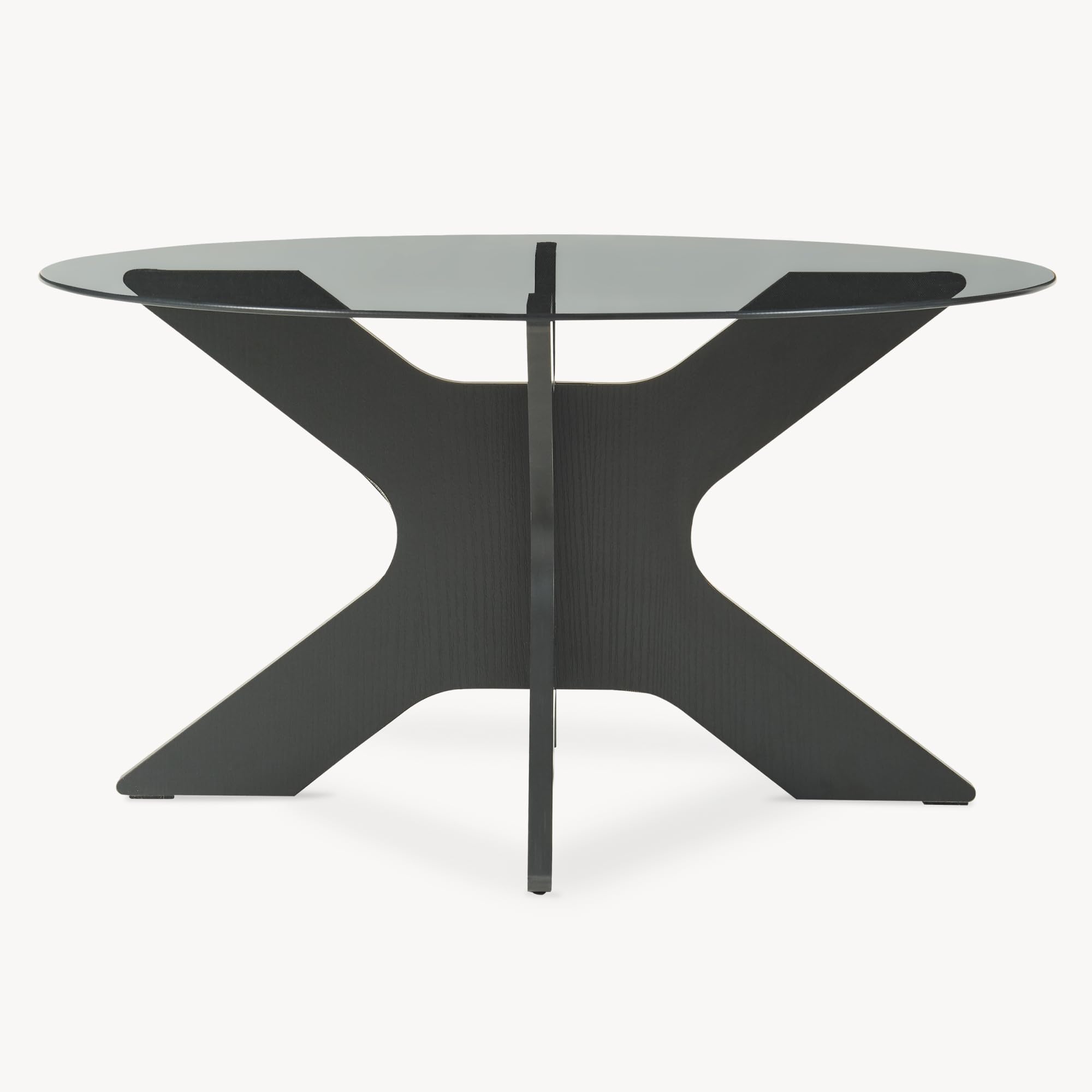 [en.casa] Tavolino da Salotto con Piano Rotondo in Vetro Fumé Temperato Tavolo Basso Centrale da Caffè Ø70 x 35 cm per Soggiorno Living Studio - Grigio/Effetto Legno Nero