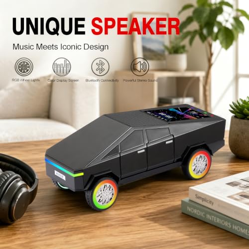 Image of WSTER WS-580L Cyberpunk Truck Bluetooth Speaker with RGB Wheels (Black)