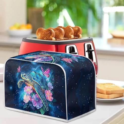 Image of Kitchen Toaster Dust Cover Compatible with 4 Slice Toaste Dust Protection Cover Hawaiian Hibiscus Floral Turtle Print Kitchen Decoration