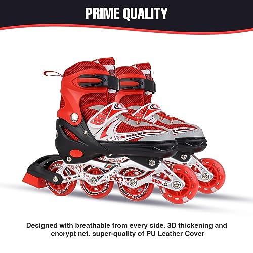 Image of TEKCOOL 4 Wheels Adjustable Inline Skates Skating Shoes for Boys Kids Girls Skating Shoe Adjustable Roller Blades Age 6 to 15 Years PU Strong Wheels Aluminium with LED Flash Light on Wheels