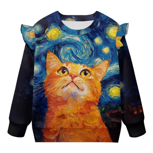 Long Sleeve Shirts for Toddler Girls Cozy Ruffle Sweatshirts for Kids Fall Athletic Outfits 1-8 Years4