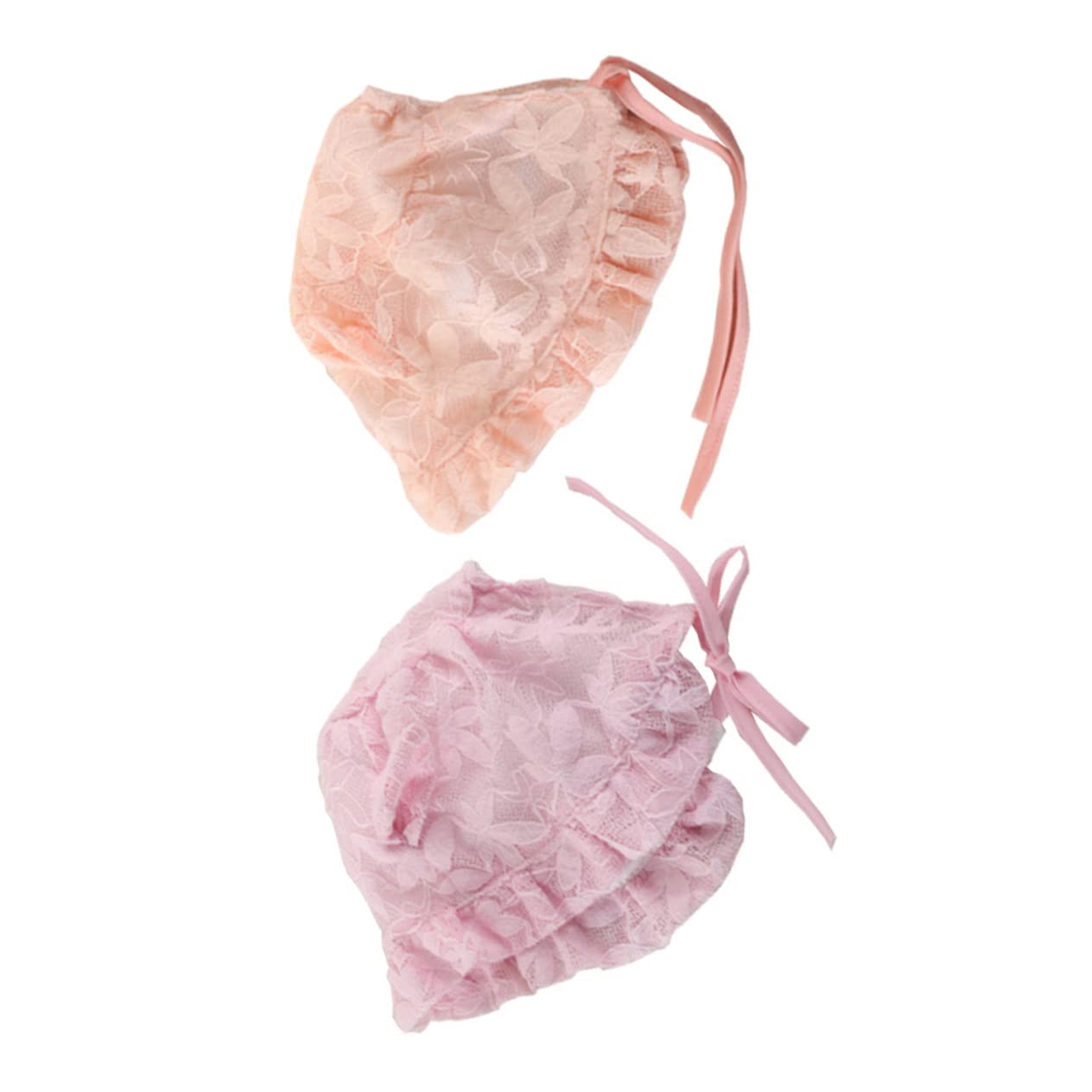 minkissy 2Pcs Lace Sun Protection Caps Newborn Bonnet Hat Pink Orange Breathable Lace Design for Outdoor Photos and Special Occasions