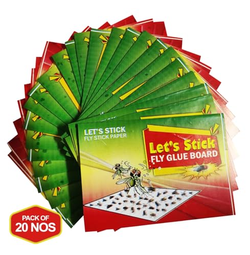 Image of Fly Glue Trap Sticker Paper /Sticky Traps Sticky Fly Board Trap for Home, Office, Hosptial, Bakery, Fish Chiken Stall etc (Pack of 20 No)