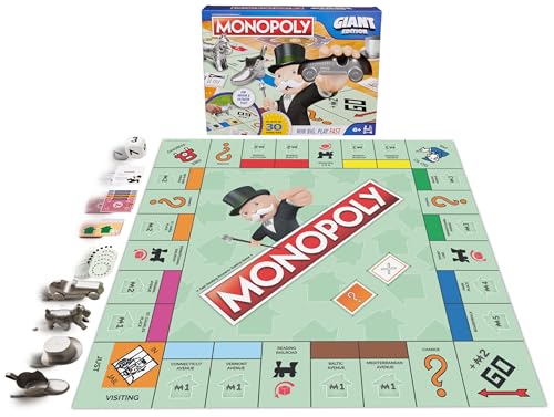 Spin Master Games, Monopoly Giant Edition, Classic Family Board Game for Indoor & Outdoor Play with Oversized Board, Screenless Activity, 2-4 Players,...
