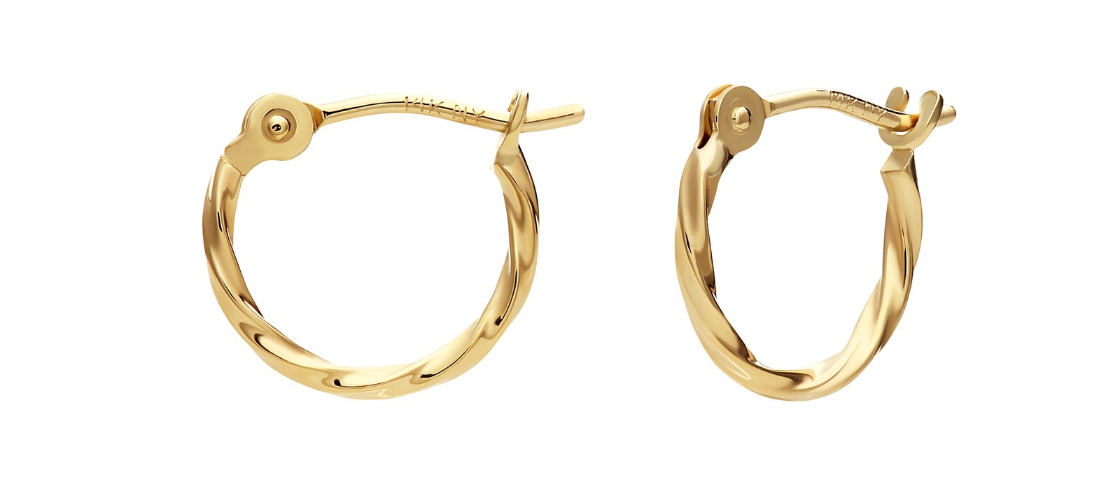 14k Yellow Gold Twisted Round Hoop Earrings