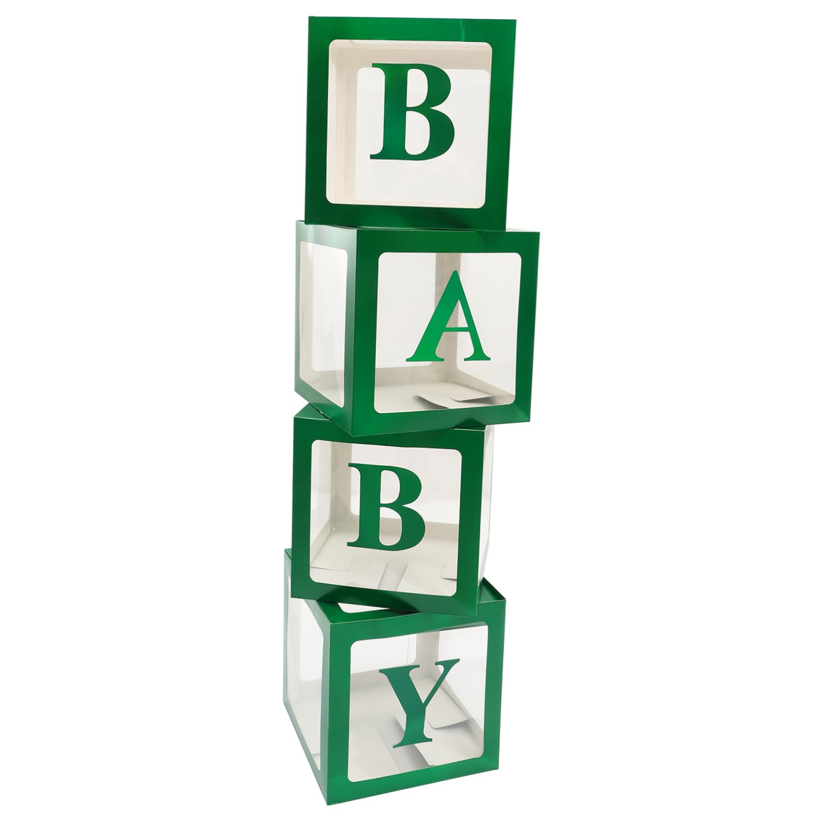 1 Satz Babyparty Ballonboxen mit Buchstaben, Grün, Papier | Kindergeburtstag und Gender Reveal, Wiederverwendbar, Leicht zu Verwenden