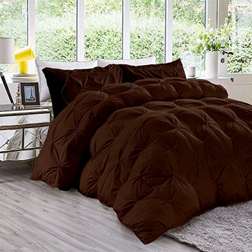 Rich Home 5 Piece Oversized King Plus Comforter Set 5 Pieces Comforter Oversized King Plus 128x120 Size Chocolate Bedding Sets for All Season 4 Pillowcases