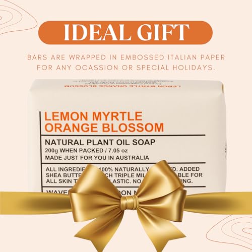Image of Wavertree & London Lemon Myrtle & Orange Blossom Scented Natural Soap Bars (2 Bars), 7oz Moisturizing French Triple Milled Soap enriched with shea butter - Bath & Body Bars [100% Naturally derived]