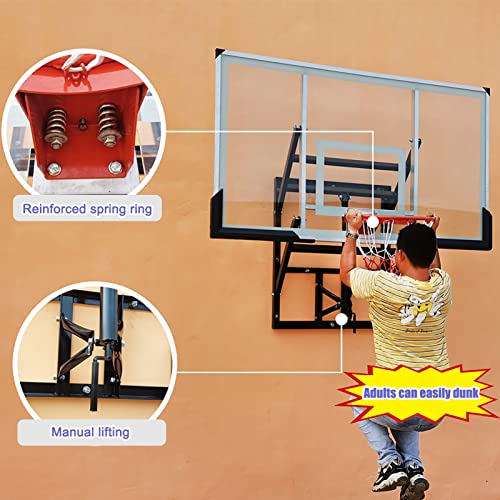 Adult Basketball Hoop Outdoor Wall Mount, Heavy Duty Basketball Rim And Net, 7.87Ft - 10Ft Manually Adjustable Height, Easy To Assemble #TOP2