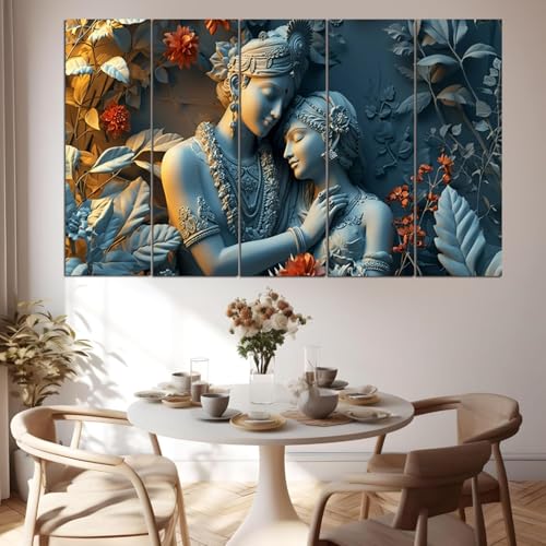 Image of Spacter art Radha Krishna Wall Painting for Living Room Big Size - Radha Krishna Painting Wall Decor for Bedroom, Office, Hotels - Peaceful Digital Painting Wooden Framed for Gifting (30x60 inch)