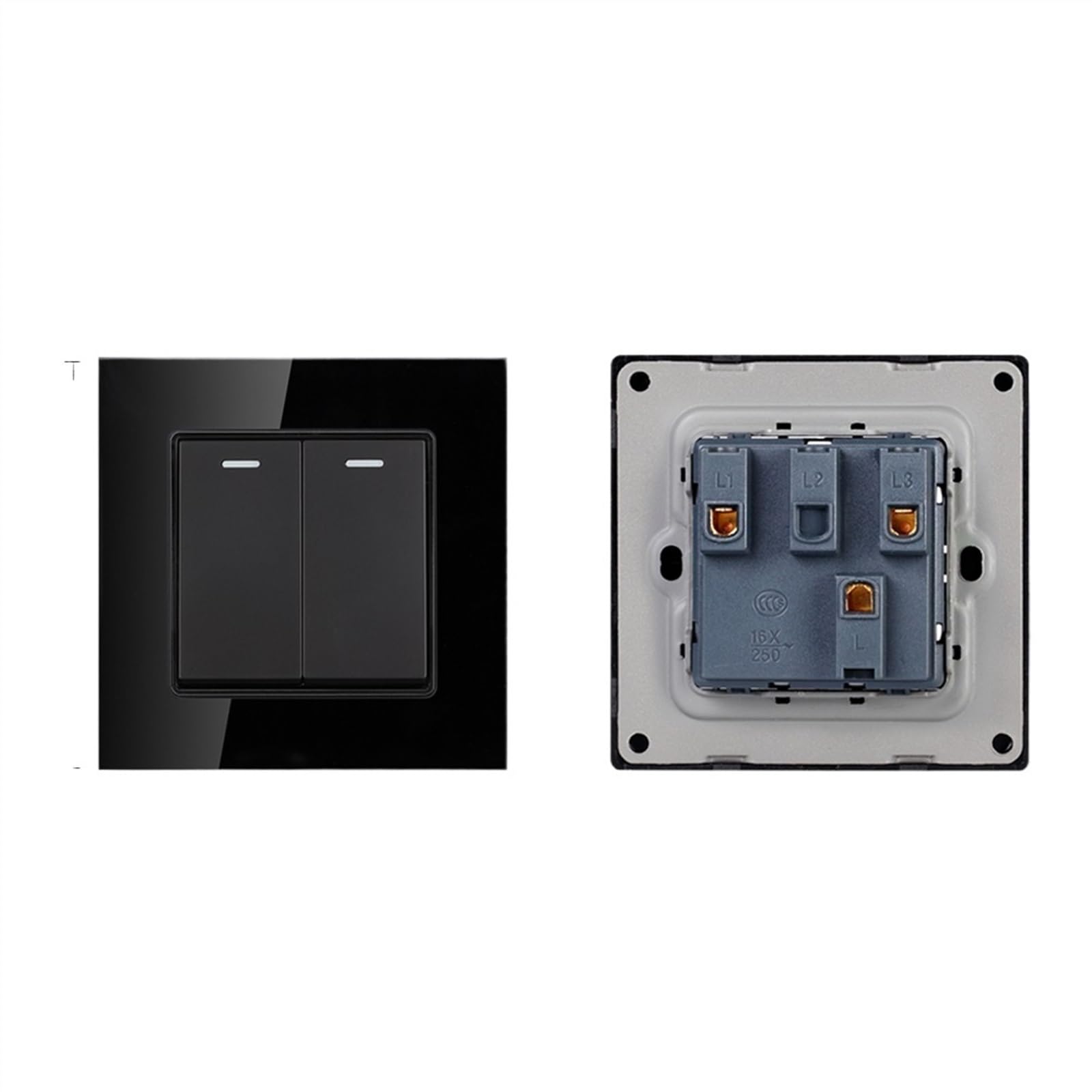interruptor de luz inteligente, Mesilla de noche panel grande estilo simple estándar, 2 módulos, 1/2 vías, 16 A, 250 V, 86 mm x(Gold (Grass),2Gang 2Way)