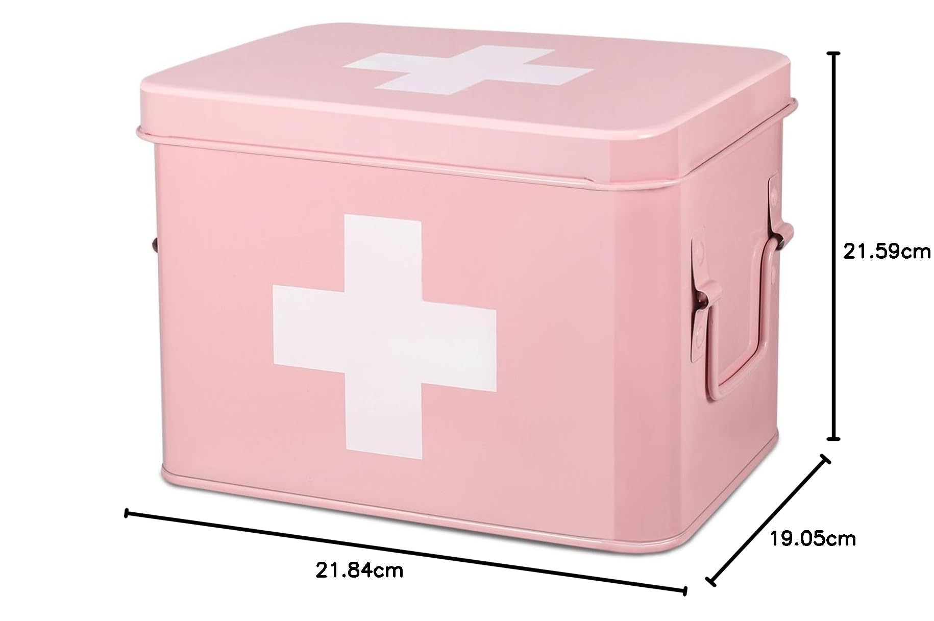 Flexzion Boîte de premiers secours, boîte de premiers secours, vide de 21,6 cm, rose vintage, boîte médicale, boîte de rangement de premiers secours, bacs avec séparateurs, plateau amovible et logo en