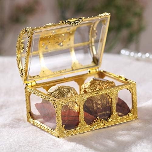 Image of SATYAM KRAFT 6 Pcs Golden Decorative Acrylic Gift Boxes | Empty Mini Storage Box for Sweets, Jewellery, Wedding Return Gifts | Shaadi, Engagement, Pooja, Festive Gifting (8x 5 cm, big)