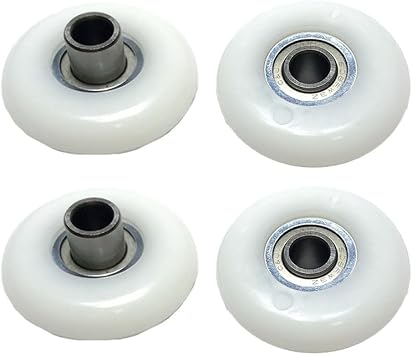 4 Pcs Rowing Machine Seat Wheels 43mm Pulley with Bearings Exercise Bike Roller Replacement Fitness Equipment Parts White Install Home Gym Repair Kit