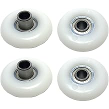 4 Pcs Rowing Machine Seat Wheels 43mm Pulley with Bearings Exercise Bike Roller Replacement Fitness Equipment Parts White Install Home Gym Repair Kit