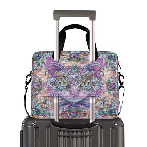 Maletín portátil para laptop 15.6 pulgadas con diseño Boho gato morado miniatura 4
