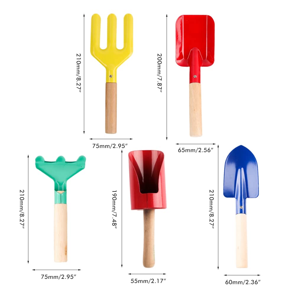 Set da Giardinaggio per Bambini, 5 Pezzi Set di Attrezzi da Giardinaggio per Bambini Piante da Esterno Attrezzi Fai da Te Kit di Attrezzi per Piantare Il Giardino per Bambini