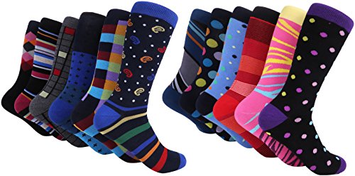 Marino Men's Dress Socks - Colorful Funky Socks For Men - Cotton Fashion Patterned Socks - 12 Pack - Cool Collection - 10-13 #TOP6