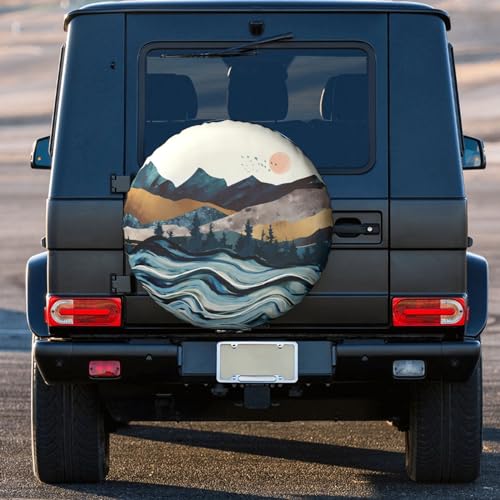 Image of Mountain Spare Tire Cover Wheel Protectors Tyre Covers Weatherproof Wheel Covers Universal Fit for Trailer Rv SUV Truck Camper Travel Trailers 17 inch