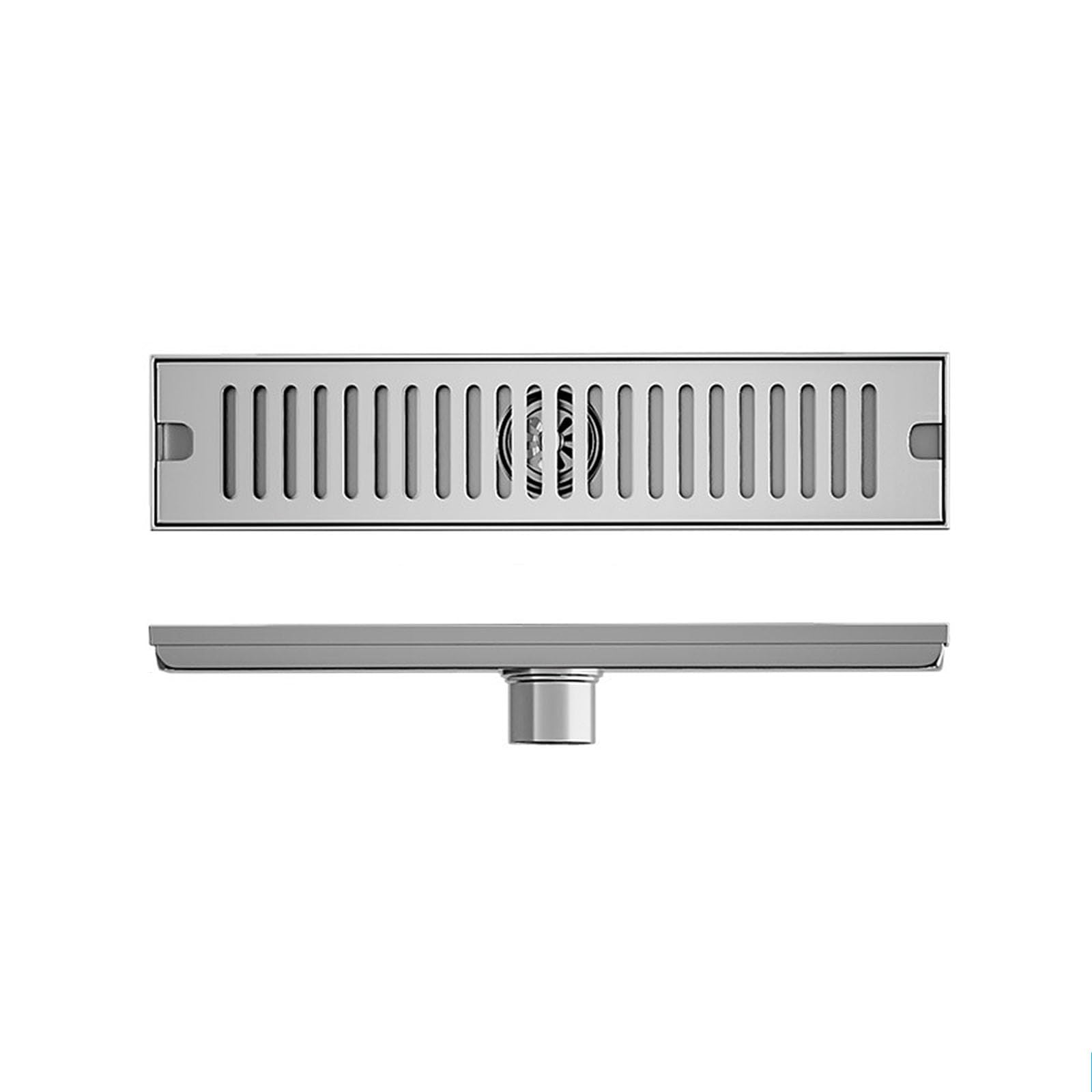 Desagüe de Suelo Rectangular de Acero Inoxidable, recogedor de pelos para desagüe de Suelo de Ducha, desagüe de Suelo de Ducha Lineal, Dorado, 8,5 x 30 cm, plat,Silver-8.5 * 30cm