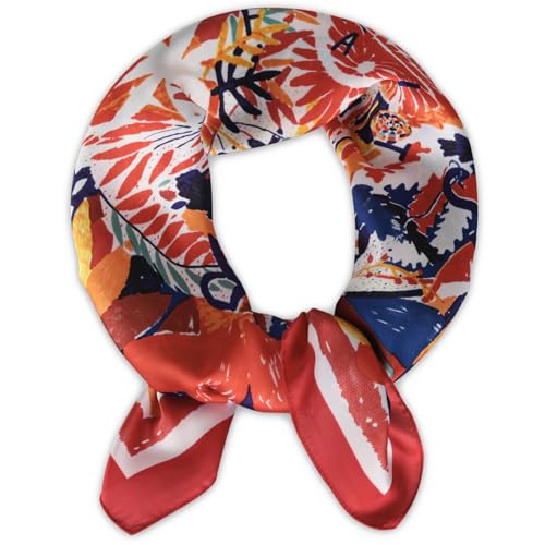 EXTREE Fashion Silky Satin Headscarf for Women Girls: Exquisite Pattern Lightweight Silk Graceful Scarfs 27.5 x 27.5 inches Calling the Birds Back to the Forest