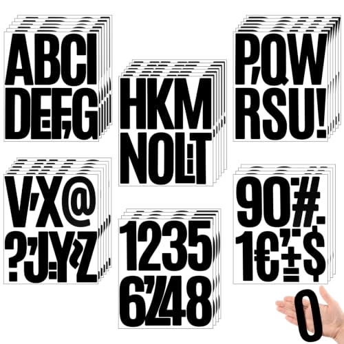 Image of Qilery 32 Sheets 5 Inch Letter and Number Stickers Self Adhesive Vinyl Letters Alphabet Stickers Big Font Letters Number Tags for School Classroom Home Mailbox Decor (Black)