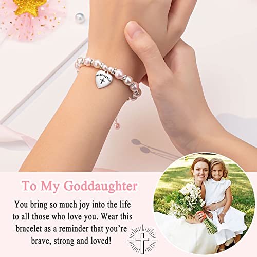 Goddaughter Gifts from Godmother Godfather Goddaughter Bracelet, Baptism First Communion Gifts Birthday Gifts for Goddaughter Girls2