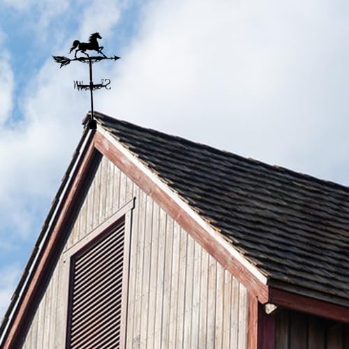 SUPERDANT Pferde Wetterhahn Garten Wetterhahn fürs Dach Windspiel Schmiedeeiserne Wetterfahne Richtungsschild Wetterfahnen Outdoor Bauernhaus Weathervane Dekoration Für Bauernhaus Garten Außenbereich