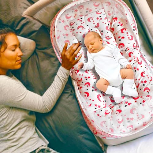 Image of VParents Galaxy Pink Cotton Bedding Set & Mosquito Net