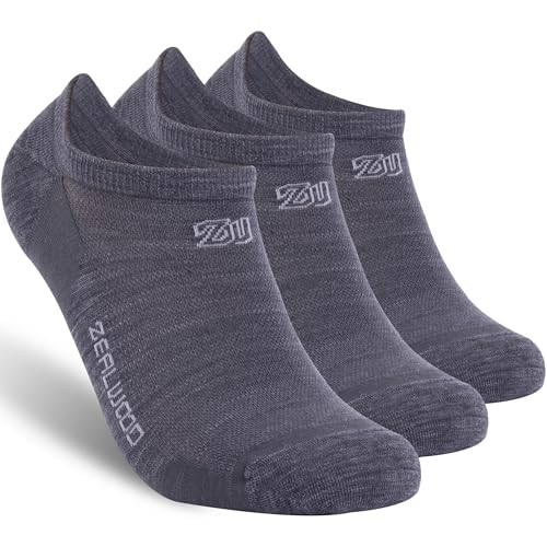 Image of ZEAL WOOD 3 Pairs Merino Wool No Show Athletic Socks For Men Women Ankle Running Golf Tennis Low Cut Hiking Socks