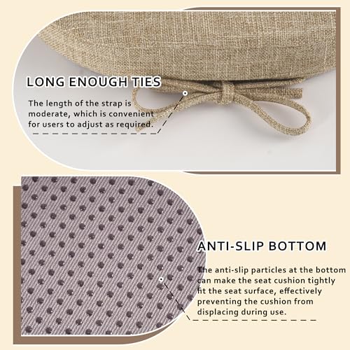 Elfjoy 4 Pack Chair Cushions For Metal Chair Memory Foam Non Slip Chair Pads With Ties Comfortable Indoor Seat Cushions For Kitchen Chairs 14 Inchx14 Inchx2 Inch Beige thumb #4