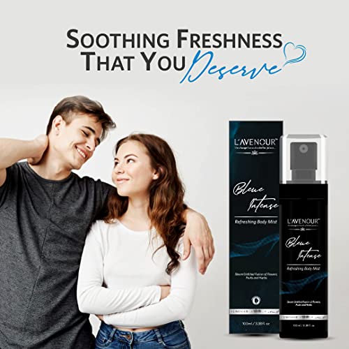 Image of L'avenour Blue Intense Refreshing Body Mist For Men & Women, Long-lasting Fragrance, Refreshing, Skin-Friendly, SLS & Paraben Free, Travel Friendly Perfume Body Spray - 100ml (Pack of 2)