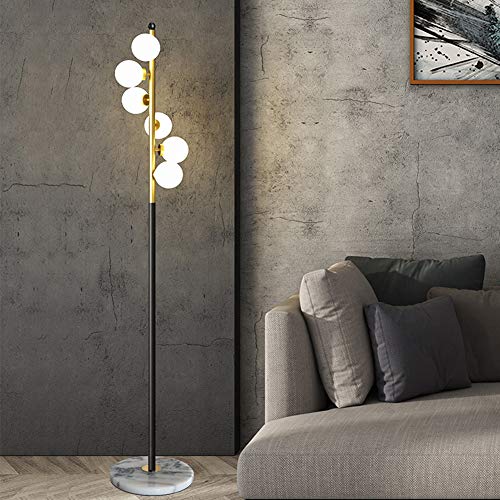 Hsyile Lighting Ku300205 White Glass Shade And Marble Base Elegant Modern Creative Floor Lamp For Living Room,Bedroom,Office,6 Lights #TOP2